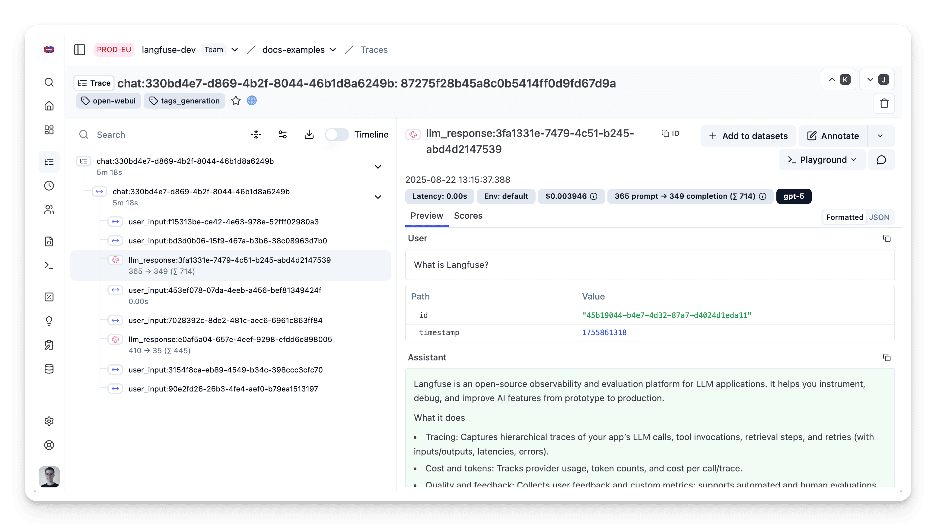 OpenWebUI Example Trace in Neural Inverse